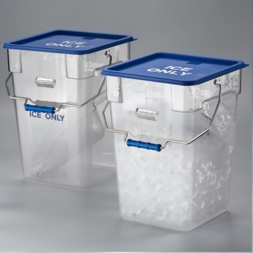 CURTA 2 Pack 5.5 Gal Square Ice Tote Set with Lids and 64 oz Scoops - color: 22.0 Qt 2-Pack(Blue Lids)