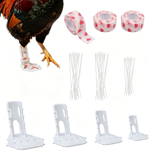 4 Sizes Poultry Leg-Splint Set, Leg Support for Injured Chicken, Goose, Duck - color: White