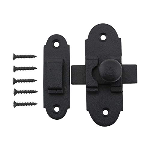 Renovators Supply Manufacturing Black Slide Bolt Door Latch 3.25" X 1.25" Antique Wrought Iron Small Metal Sliding Latches for Windows Or Cabinet Doors Rust Resistant Locks with Hardware - size: Pack of 1