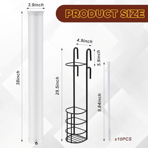 1 Sets Vertical Pig Waterer with Steel Nipples Cover and Cable Tie Adjustable Height Easy Mounting Drinker Kit for Pig and Other Livestock (White,Small)