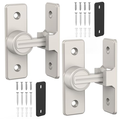 Barn Door Lock Hardware, 90 Degree Flip Latch Privacy Lock, Nickel-2PCS | Heavy Duty Zinc Alloy Sliding Barn Door Latch for Bathroom, Bedroom, Closet, Garage, Shed and Gate - color: Nickel-2PCS