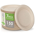 100% Compostable Paper Plates [7 in.] – 150 Disposable Plates Eco Friendly Sturdy Tree Free Liquid and Heat Resistant Alternative to Plastic or Paper Plates