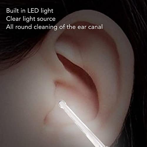 Electric Ear Suction Device, Portable Automatic Electric Vacuum Ear Pick Ear Cleaner Earwax Remover with LED Light for Earwax Removal, Soft Prevent Ear Pick Clean Tools Set (Black) - color: Black