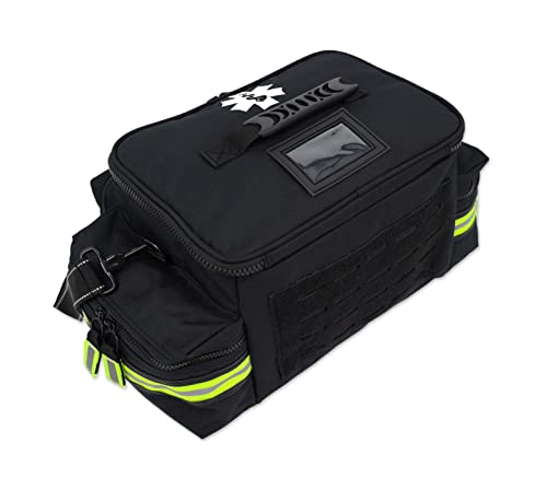 Lightning X Mid-Sized First Responder EMT Bag | LXMB25 | Fully Stocked w/ 248+ First Aid Supplies + Trauma Pak w/C.A.T. Tourniquet & QuikClot - Black - color: Black