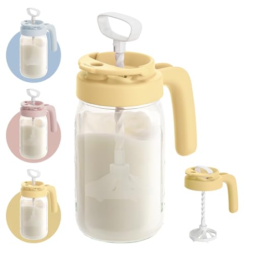 Papablic Breast Milk Pitcher, Formula & Baby Feeding Container, Yellow | Glass | BPA-Free | Leakproof | Safe & Durable | Wide Mouth | Easy to Clean & Dishwasher Safe | No Bubbles & No Clumps - color: Yellow