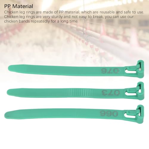 100Pcs Chicken Leg Rings, 1-100 Numbered Poultry Chicken Identification Leg Ankle Bands Tags Reusable Zip Tie for Ducks Chicks Pigeons Goose (Green) - color: Green