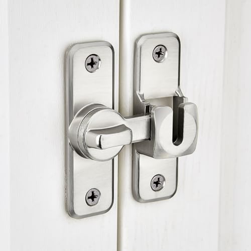 2 Pcs Silvery 90/180 Degree Flip Latch,Zinc Alloy Barn Door Latch | Right Angle Door Lock Latch,Sliding Door Latch Lock,for Cabinets,Bedroom,Fence Gates,Window,Garden,Garage,Pet Cage - color: Silvery