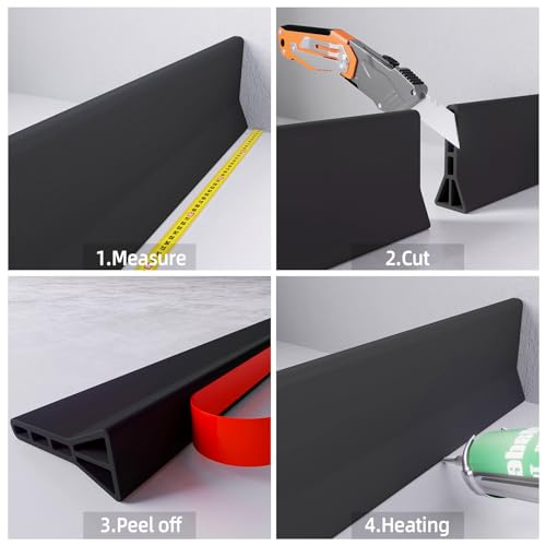 Raycity 3"H Shower Threshold Water Dam, Shower Water Guard, 67 Inch, Black | Silicone Rubber Water Stopper for Walk in Shower, Water Barrier, Prevent Leaks, Suitable for Bathroom, Kitchen - color: Black, style: 67 inch