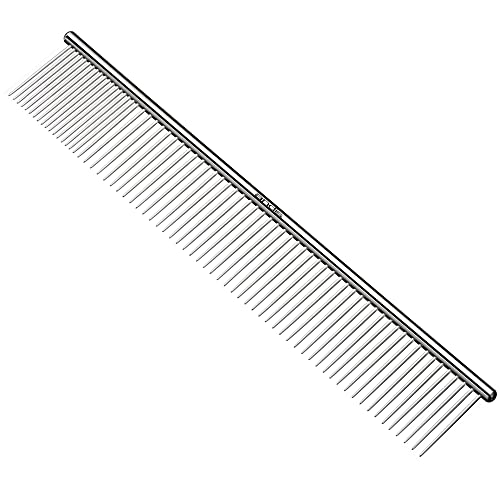 Andis 65725 Stainless-Steel Comb for Knots, Mats & Loose Hair Removal - Effective Dematting Tool Comfortable, Lightweight, Portable & Safe for Dogs, Cats & Pets – Silver, 10-Inch - size: 10 Inch (Pack of 1)