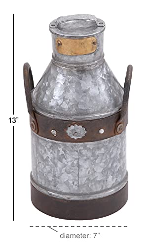 Deco 79 Metal Galvanized Milk Can, 13 by 7-Inch
