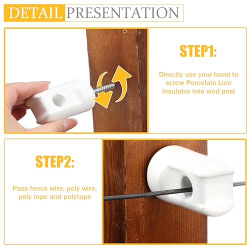 Blulu 25 Pack Ceramic Electric Fence Insulator Heavy Duty Ceramic Porcelain Lag Screw Insulator for Wooden Post Electrical Wire Ground Fencing Agricultural and Ranchers Supplies