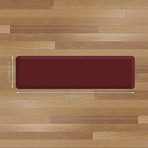 GelPro Anti Fatigue Nonslip Mat: Hard Floor Utility Mats for Garage, Patio and Kitchen - 20" x 72" x .5" - Leather Grain Cranberry - color: Leather Grain Cranberry