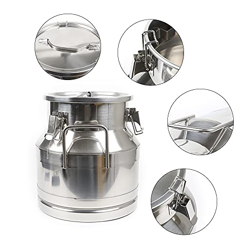 Milk Can with Sealed Lid, Stainless Steel Milk Transport Cans Wine Pail Bucket Tote Jug Pot Oil Liquid Storage Barrel with 2 Handles Sealed Silicone Anti-Leak Ring Lock Belt 12 L 3.16 Gallon - color: 12l