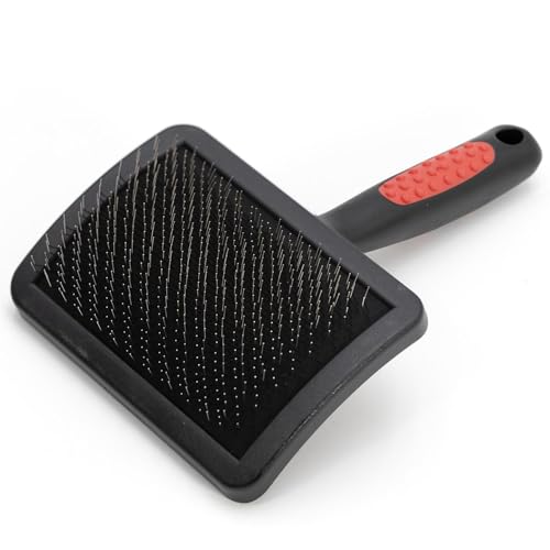 Jeffers Pet Dual Level Pin Universal Slicker Brush for Dogs, Cats & Small Pets - Curved Grooming Brush with Long & Short Pins for Shedding, Detangling, Finishing - Remove Mats & Dead Coat - Large - color: Dual Level Pin, size: Large