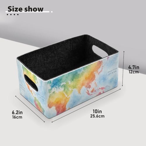Storage Baskets Felt Foldable Storage Cube Shelf Bins Organizer Box for Kids Toys Office Bedroom Closet Babies Nursery 2-Pack (Watercolor Rainbow Map) - color: Rainbow Map