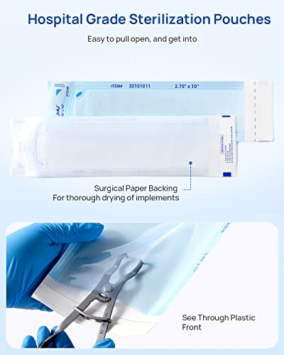 JMU 200 Self Sealing Sterilization Pouch 3.5" x 6.5" for Dental - size: 3-1/2" x 6-1/2"