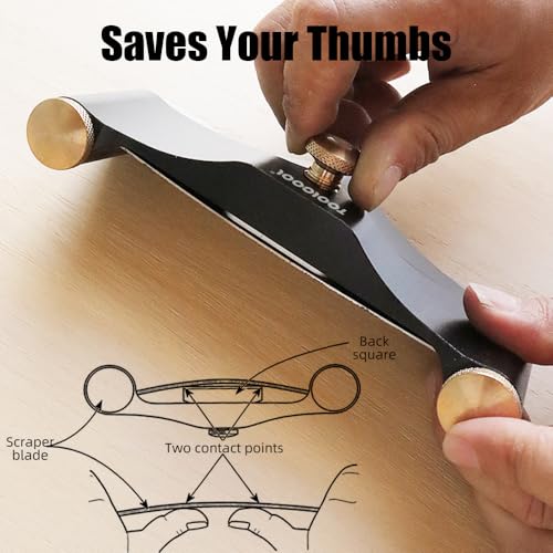 TOOLCOOL Card Scraper Holder with 3 Rectangle Cabinet Scraper Woodworking Set Reduce Hand Strain Adjustable Curvature for Precision And Fine Finish