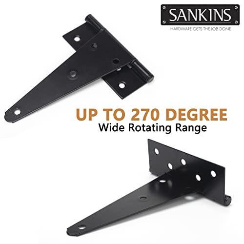 8 Inch T-Strap Shed Door Hinges Heavy Duty, Black Tee Hinge for Wooden Fences, Yard Door, Barn Door Gates, Wrought Hardware Rustproof, 2PCS - color: 2 pcs, size: 8 Inch