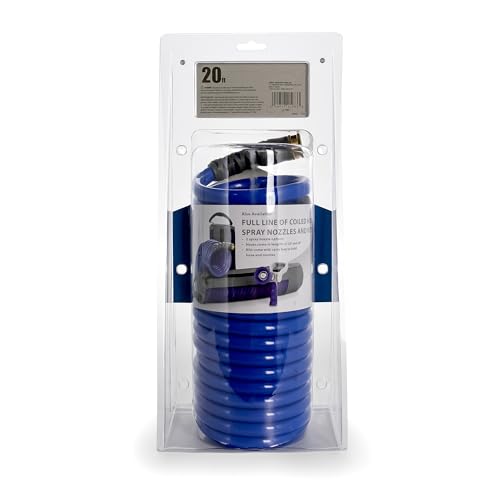 Camco 20' Self Coiling Water Hose with Brass Fittings and 1.5" ID for Marine Use, Cleaning, Car Washing and Gardening, Blue - style: 20' Coiled Water Hose