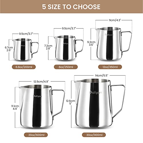 Milk Frother Cup - Dailyart 20oz/600ml Milk Frothing Pitcher Latte Art Tool | 304 Food Grade Stainless Steel Milk Steamer Cup, Espresso Machine Accessories Barista Milk Pitcher for Home, Coffee Shops - size: 20 Ounces