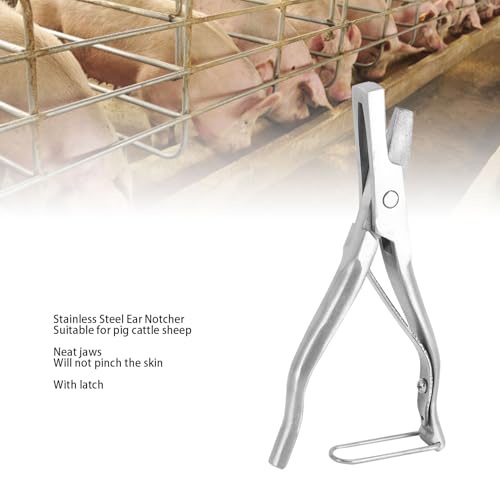 VBESTLIFE Ear Tag Plier, Stainless Steel Pig Ear Notcher, Livestock Ear Notcher Marking Tool, Animal Identify Tool for Farm Animals (V Shaped Ear Notcher)