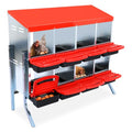 Chicken Nesting Box, 8 Hole 2 Layer Hen Nest Boxes with Legs, Roll Away Eggs Laying Boxes,Cleanable Pull Out Hen Roosting Boxes - size: Red- 8 compartment with legs