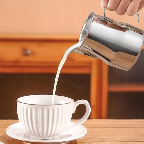304 Stainless Steel Milk Frothing Pitcher Silky Latte Art Perfect Cappuccinos Measuring Cup for Baristas (350ML) - size: 350ML