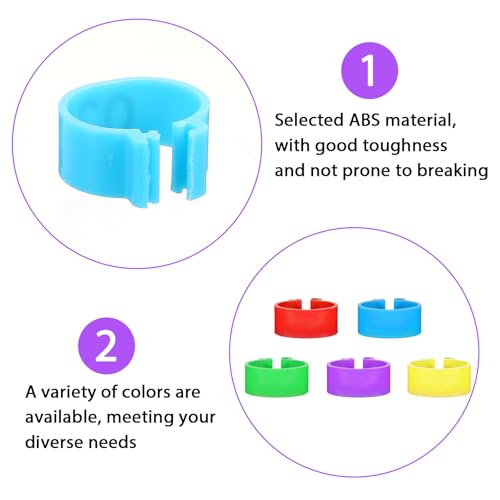 100 Pcs Adjustable Chicken Leg Bands, 16mm Chicken Identification Band, Color-Coded Leg Bands for Chickens, Clip-On Round Numbered Poultry Legs Tags for Chickens & Farmers Easy Flock Management