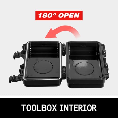 11" Black Metal Tool Box, Portable Steel Tool Case with Secure Latch & Handle, Empty Storage Organizer for Home DIY & Small Tools - color: Black