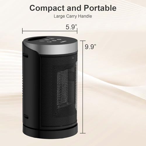 Space Heater, WINHL Portable Electric Heaters for Indoor Use,70°Oscillation | Thermostat, Remote Control, 12H Timer, 5 Modes, Small Quiet 1500W PTC Ceramic Fast Safety Heat for Office, Bedroom, Home