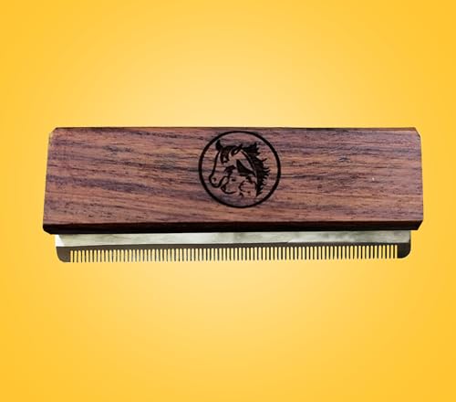 Deshedding Grooming Brush for Dogs Cats & Horse Easy Ergonomic Wood Groomer Brush Professional Brush Grooming Tool Supplies, Remove painlessly 95 Percent of Lose Hair Fur & Dirt (5 inch)