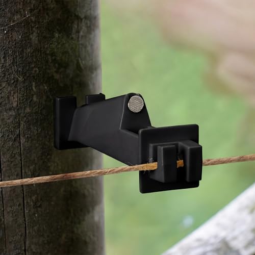 Tandefio 25 Pcs Electric Fence Insulator 5 Inch, Black | Slant Nail-on Electric Fence Insulators for Wood Post, Heavy- Duty Animal Fencing Wire, Flat Hotwire Fencing - color: Black
