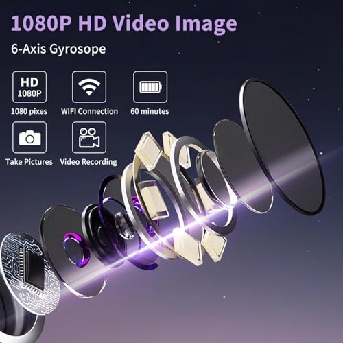 Ear Wax Removal, Ear Wax Removal Tool Camera Built-in 1080P HD Otoscope Camera, with 8 Pcs Ear Set, Easy and Safe Ear Cleaning, for iPhone, iPad & Android, Ear Cleaner Earwax Removal Kit (Black-New) - color: Black-New