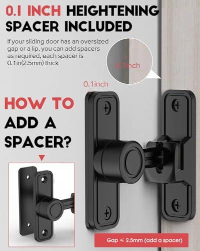 Heavy Duty Gate Latches 90 Degree Right Angle Barn Door Lock, Anti-Theft Sliding Door Lock Latch for Wooden Fence Garden Bathroom Outdoor Garage Window Include Screw (Black) | Anti-Theft Sliding Door Lock Latch for Wooden Fence, Garden, Bathroom, Outdoor,
