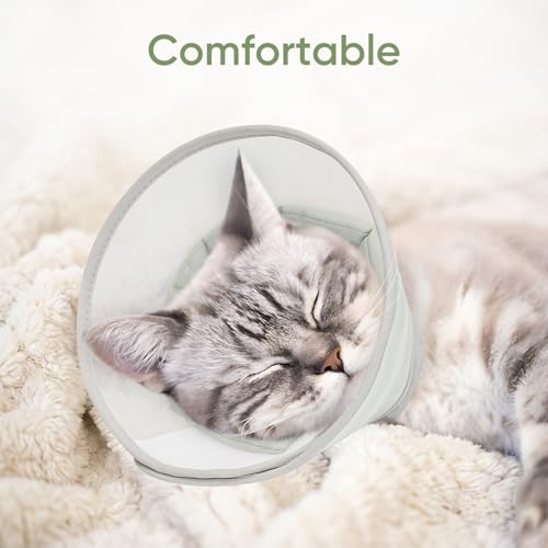 Supet Soft Cat Cone Collar to Stop Licking, Breathable Mesh Cone with Waterproof Liner Recovery Collar, for Kitten, Comfortable Elizabethan Alternative for Spay Neuter Grooming (S) - color: Light Grey, size: S