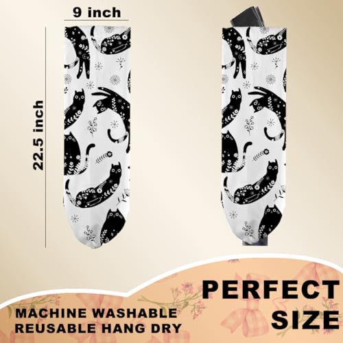 Black White Floral Cat Plastic Bag Holder, Wall Mount Grocery Bag Holder | Plastic Bags Storage, Vibrant Cats Reusable Grocery Bags Storage Dispenser for Home Kitchen Decor, Cat Lover Gifts for Women - color: Interesting black cat