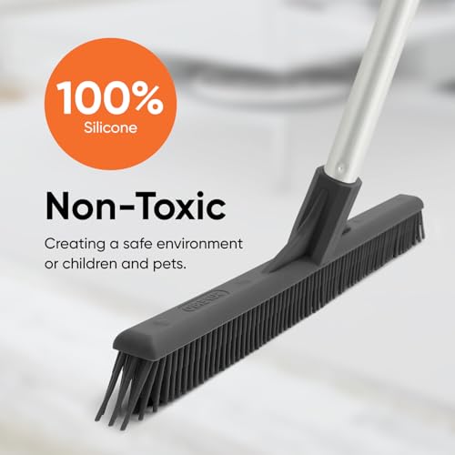 Superio 16"" Slim Silicone Salon Broom - Carpet Rake for Liquid, Human Hair, and Pet Hair, and Fur Space Saving and Easy to Wash, 12811274 - color: Silicone, size: 48"