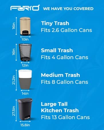 FORID Clear Small Trash Bags, 4 Gallon Garbage Bags, Wastebasket Bin Liners 220 Count Plastic Trash Bags for Bathroom Bedroom Office Garbage Can 15 Liters - Durable & Thick Trash Bag - size: 220 Count (Pack of 1), style: Clear 4 Gal