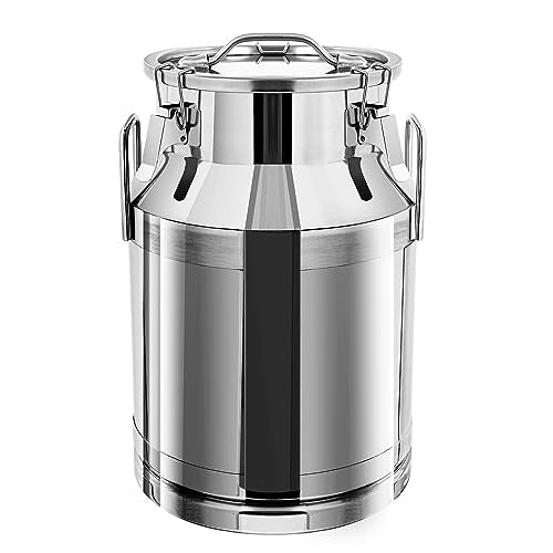 Stainless Steel Sealed Milk Barrel，30L/7.92Gallon Large Milk Bucket Wine Can Pail Tote Tank with Sealed Lid & Handle for Milk Wine Oil Liquid Tranport Storage Container - size: 1013.8 Ounces