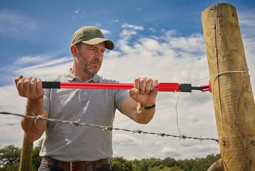 Fence Barbed Wire Stretcher Tool, Heavy-Duty Wire Tensioner & Repair Tool for Barbed, Smooth & Electric Fence Wire, Easy One-Person Operation for Farm, Ranch & Garden Projects