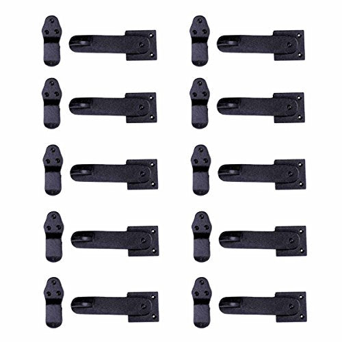 Renovators Supply Manufacturing Black Wrought Iron Flip Gate Latch 5.75 in Barn Cabin Door Lock with Hardware Pack of 10 - color: 5.75-inch Latch, size: Pack of 10