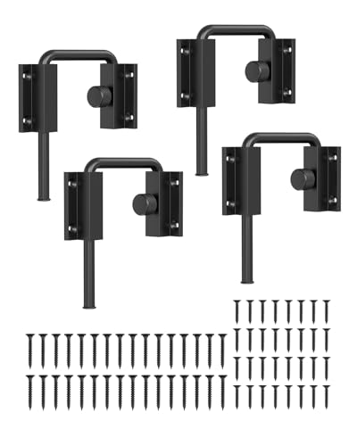Sliding Door Loop Lock, Patio Door Latch, Black-4PCS | Multi-Angle Mounting Security U-Bolt Locks with Locking Design for Barn Door, Closet, Window, Balcony, Aluminum Alloy - color: Black-4PCS