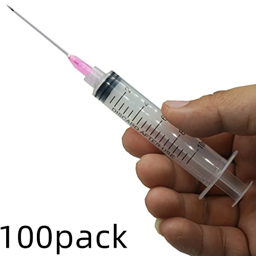 15 Pack 10ml 18Ga Plastic Syringe with Measurement for Scientific Labs and Industrial Dispensing, Disposable Individually Wrapped (15, 10ml-18Ga) - size: 10ml-18Ga