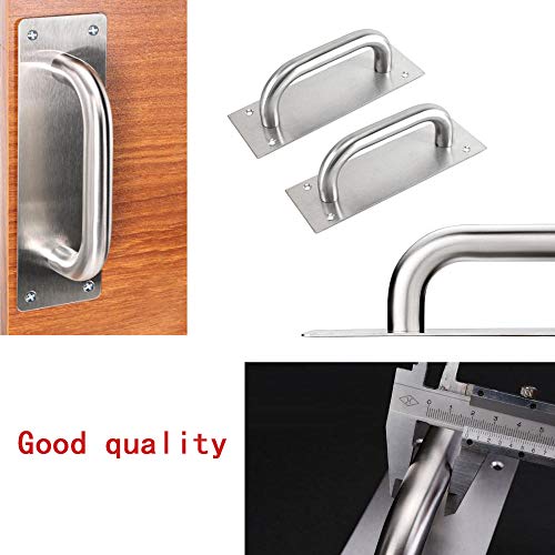 WANLIAN 2Pcs Pull Push Door Plate Handle 8inch Stainless Steel Heavy Duty Barn Door Pull for Shed Commercial Fire Gate with Mounting Screws (Silver, 200x65mm/7.9x2.6inch) | Heavy Duty Barn Door Pull for Shed Commercial Fire Gate with Mounting Screws (200x