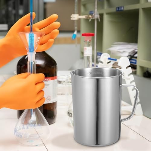 Veemoon Stainless Steel Measuring Cup with Scale 1000 Ml/32.00 Oz Laboratory Beaker Graduated Kitchen Cup for Liquid and Solid Ingredients Easy-Read Markings for Home Lab Science Experiments