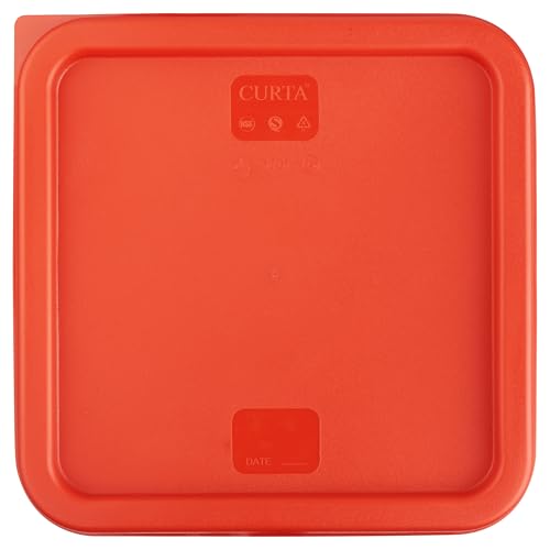 CURTA 4 Pack Food Storage Container with Red Lid - NSF Commercial Grade in 6.0 Qt - Square, Clear, Polycarbonate - color: 6.0 Qt 4-Pack(Red Lids)