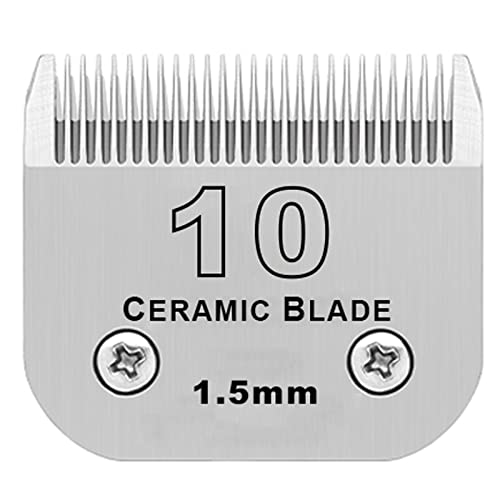 10# Grooming Ceramic Pet Clipper Blades Compatible with Andis & Oster A5 | Cut Length 1/16"(1.5mm),Compatible with Wahl KM10 Series Clippers - color: Silver, size: 10# 1.5mm
