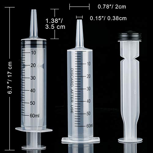 Boao 10 Pack Plastic Syringes Without Needle for Epoxy Resin,60 Ml | Measuring Syringe for Precise Measuring, Epoxy Applicator in Resin Crafts Labs Pet Feeding Oil Glue liquid Dispensing - size: 60 ML
