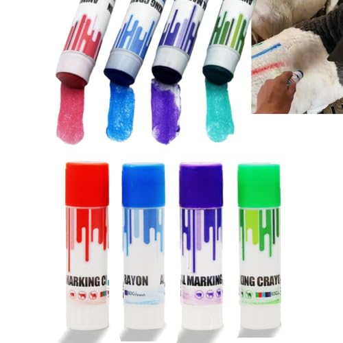 Livestock Identification Marking Crayon, 12PCS High Visibility, Non-Toxic Livestock Marking Crayon with Cover for Marking Wet or Dry Animal Fur and Skin, for Cattle Sorting, Grading, Inoculation (12)