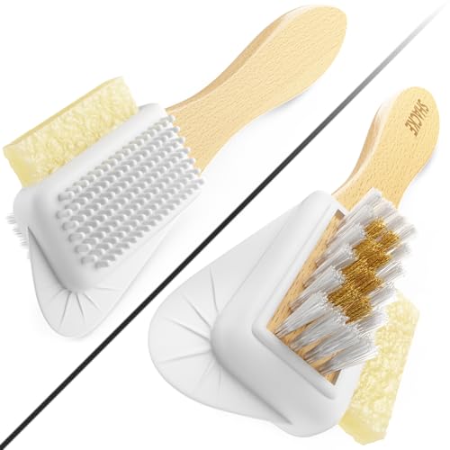 Suede Brush with Side Eraser – Suede & Nubuck Cleaner for Shoes | Suede shoe brush & suede cleaner — rubber bristles, welts, nylon/brass lift dirt from shoes, boots, bags & purses - size: 3 - Brush w/ Side Eraser